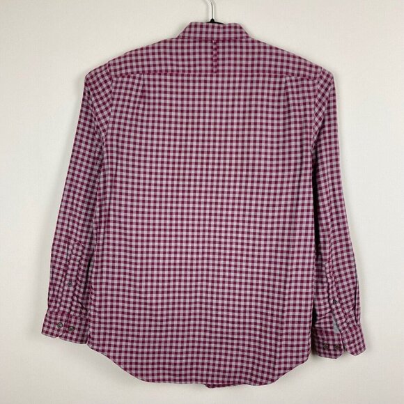 Banana Republic Luxe Flannel Slim Fit Shirt Medium Plaid Long Sleeve Red Gray - Picture 6 of 9